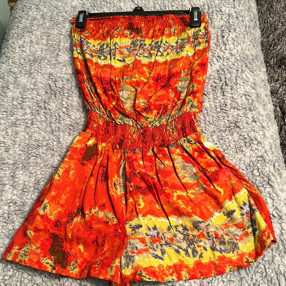 Orange Printed Romper